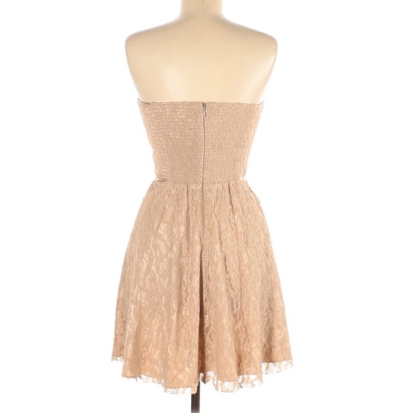 Devlin Lace Bustier Tan Strapless Cocktail Dress M - Picture 2 of 7